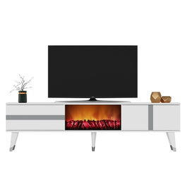 Hanah Home Vania Fireplace - Blanco, Plata